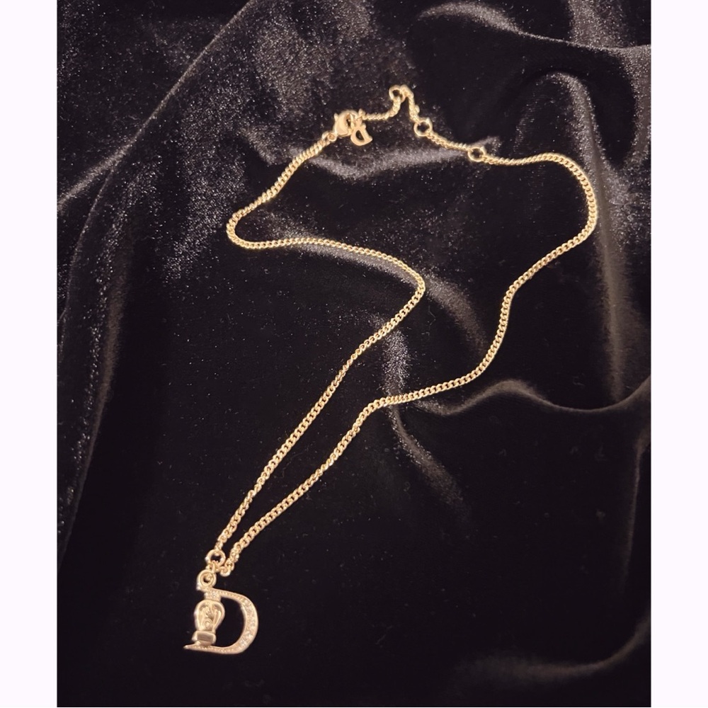 Dior Gold Buckle D Logo Pendant Necklace